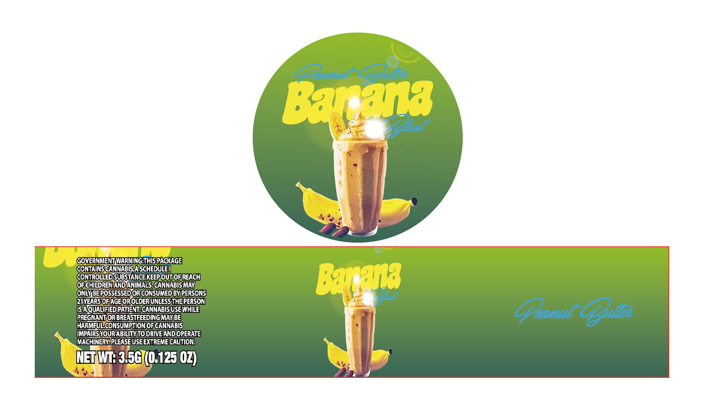 Banana Peanut Butter 3.5g Glass Jar Holographic Labeling/Stickers Only