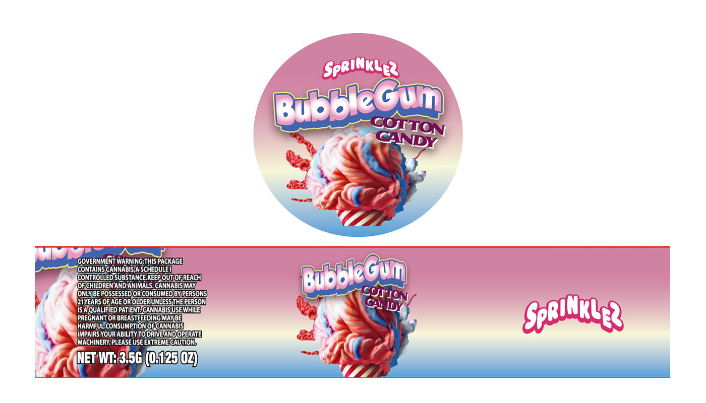 Bubblegum Cotton Candy  3.5g Glass Jar Holographic Labeling/Stickers Only 