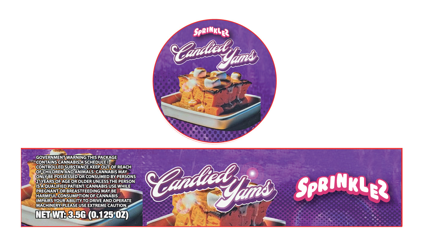 Candied Yams 3.5g Glass Jar Holographic Labeling/Stickers