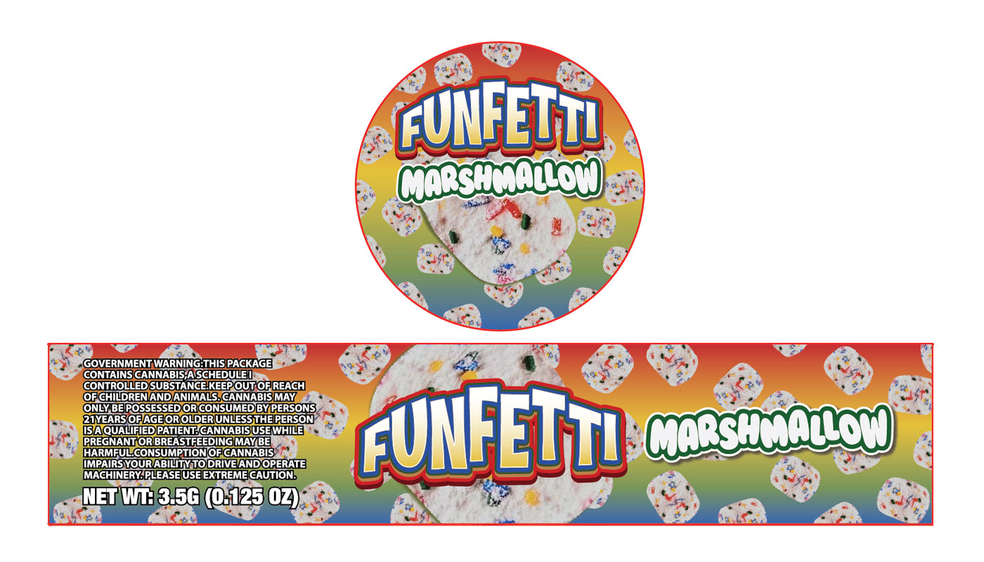 Funyetti Marshmallow 3.5g Glass Jar Holographic Labeling/Stickers Only 