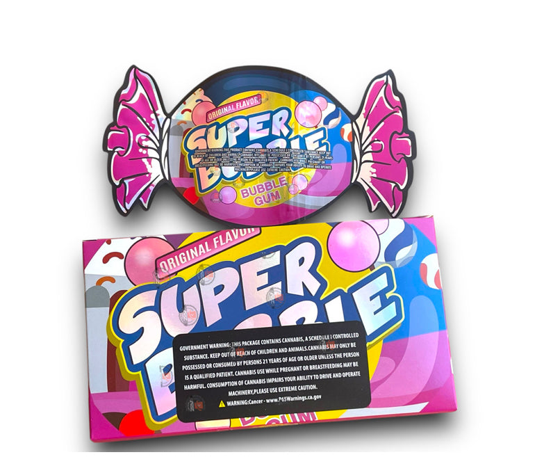 Super Bubble Gum Mylar Bags with Boxes 3.5g Box Packaging Holographic