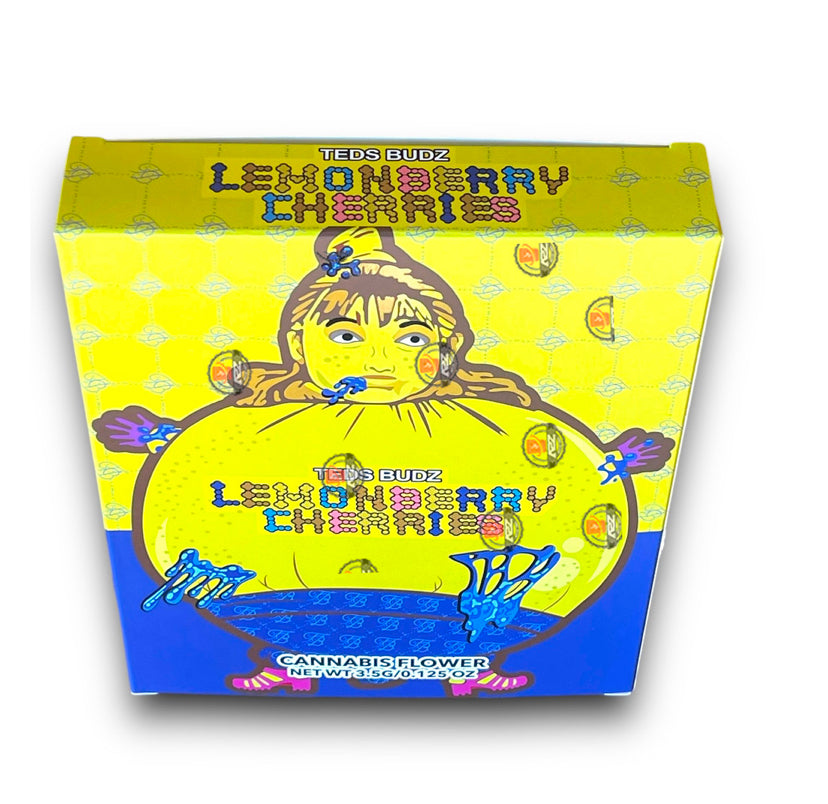 Teds Budz Lemon Berry Cherries Mylar Bags with Boxes 3.5g Box Packaging Holographic