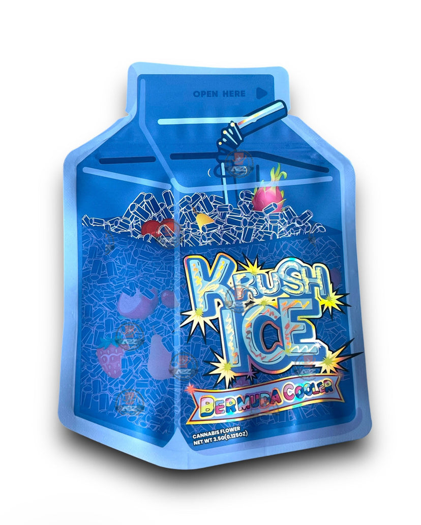 Krush Ice Bermuda Cooler Mylar Bags with Boxes 3.5g Box Packaging Holographic