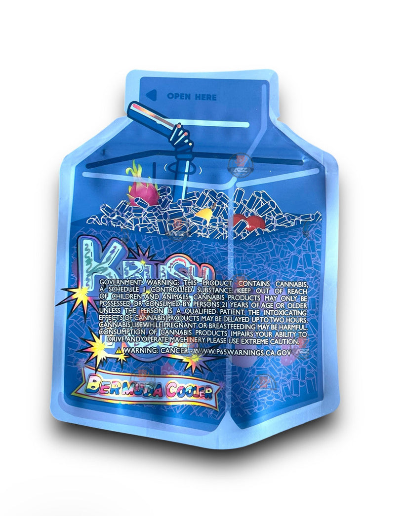 Krush Ice Bermuda Cooler Mylar Bags with Boxes 3.5g Box Packaging Holographic