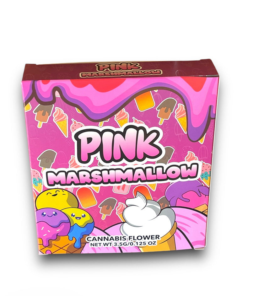 Pink Marshmallow Mylar Bags with Boxes 3.5g Box Packaging Holographic