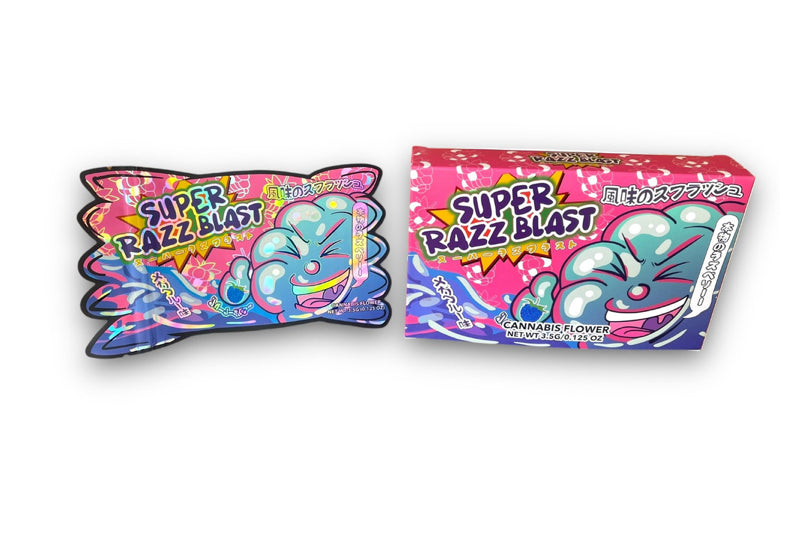 Super Razz Blast Mylar Bags with Boxes 3.5g Box Packaging Holographic