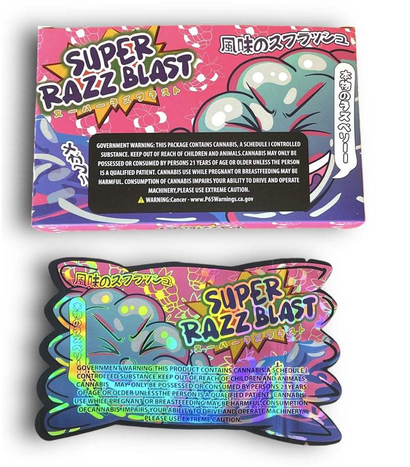 Super Razz Blast Mylar Bags with Boxes 3.5g Box Packaging Holographic