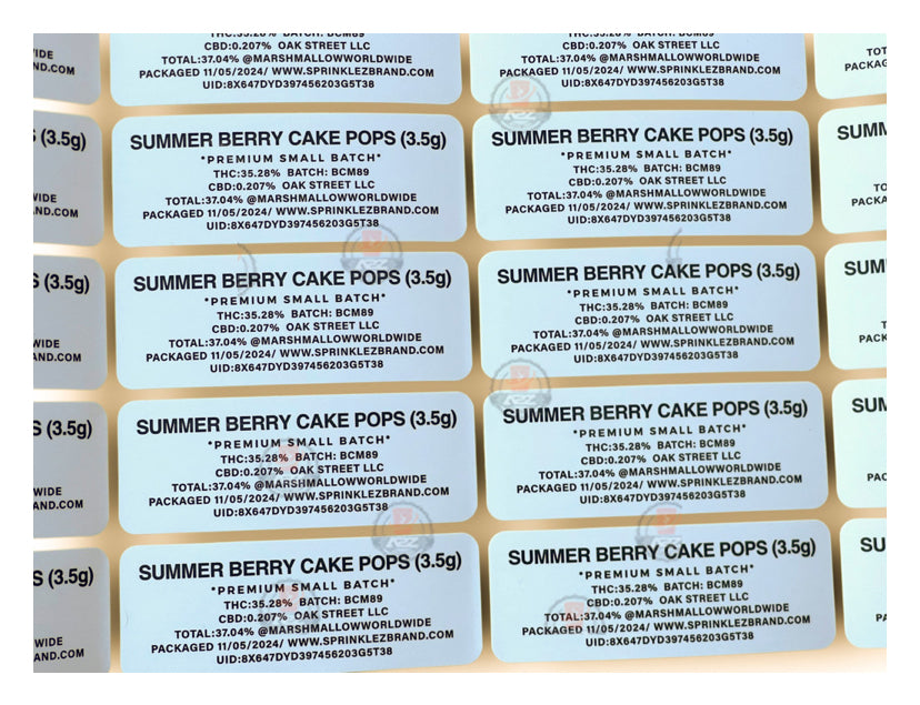 Sprinklez Summer Berry Cake Pops 3.5G Mylar Bags -With stickers and label