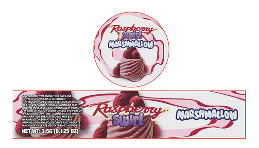 Raspberry Swirl Marshmallow 3.5g Glass Jar Holographic Labeling/Stickers Only 