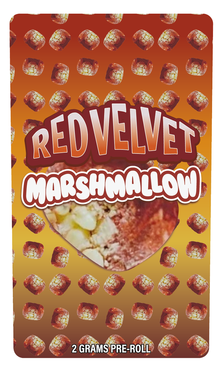 Red Velvet MarshMellow 2 Gram Pre-Roll Holographic Labeling/Stickers Only