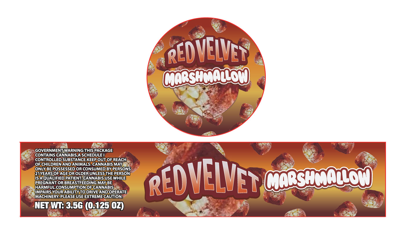 Red Velvet Marshmallow 3.5g Glass Jar Holographic Labeling/Stickers Only