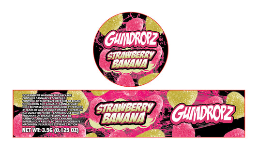 Strawberry Banana 3.5g Glass Jar Holographic Labeling/Stickers Only 