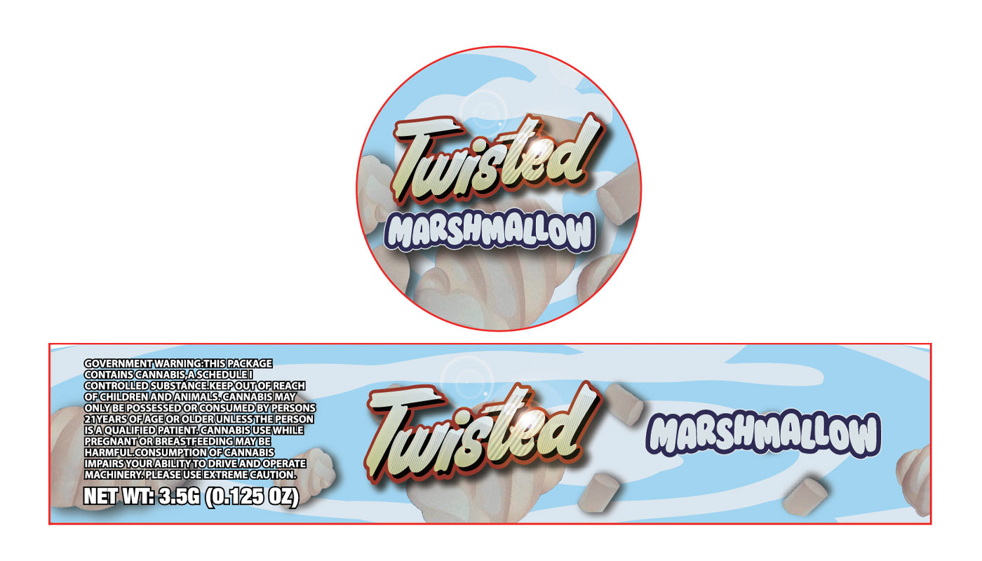 Twisted Marshmallow 3.5g Glass Jar Holographic Labeling/Stickers Only 