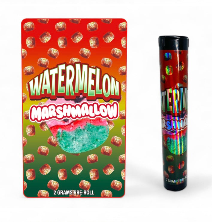 Watermelon Marshmallow Tubes with Holographic Labels 