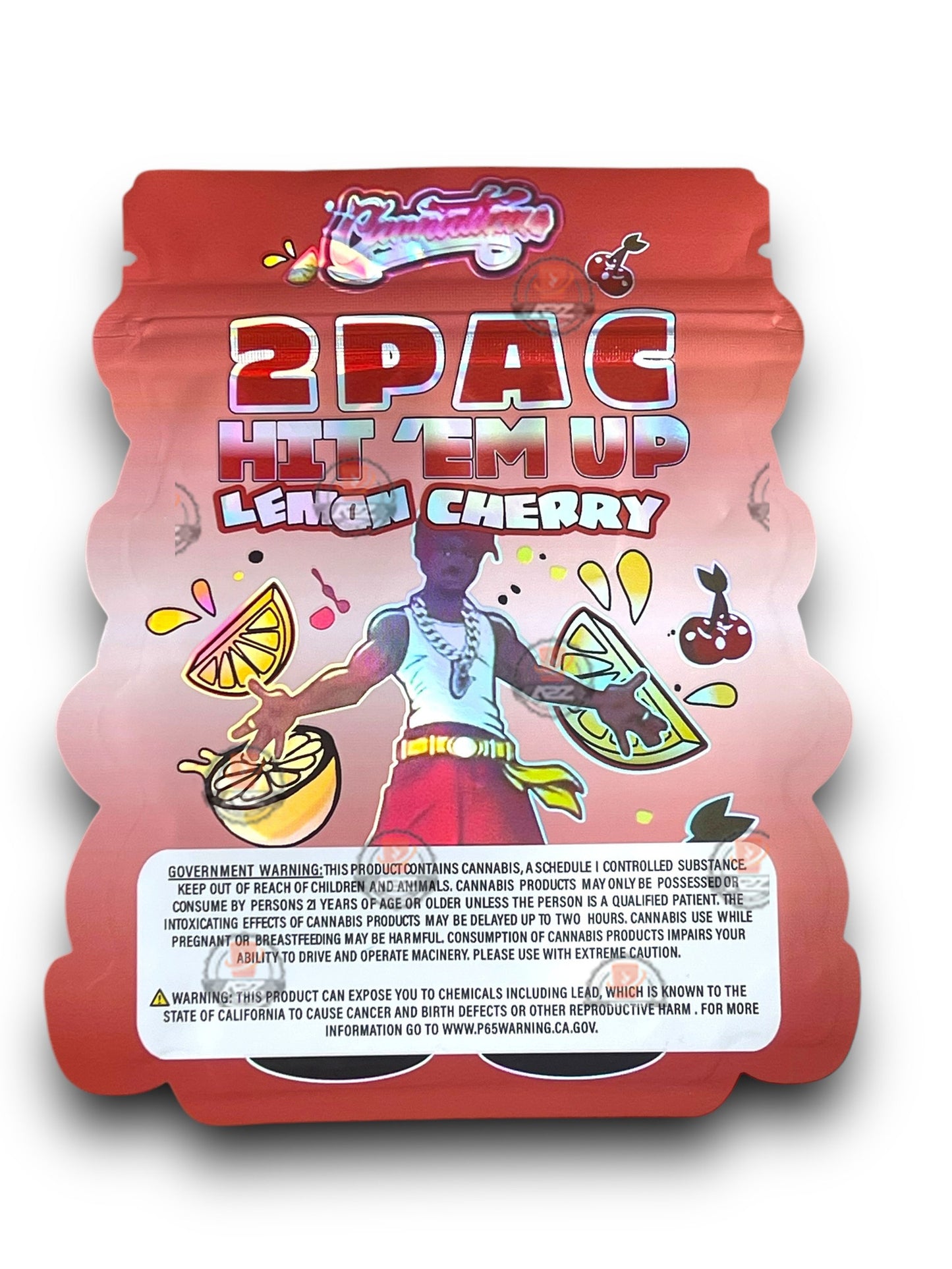 Music playing 2 Pac Hit Em Up Lemon Cherry Mylar Bags with boxes and Speaker 3.5g Box Packaging